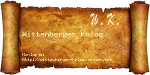 Wittenberger Kolos névjegykártya
